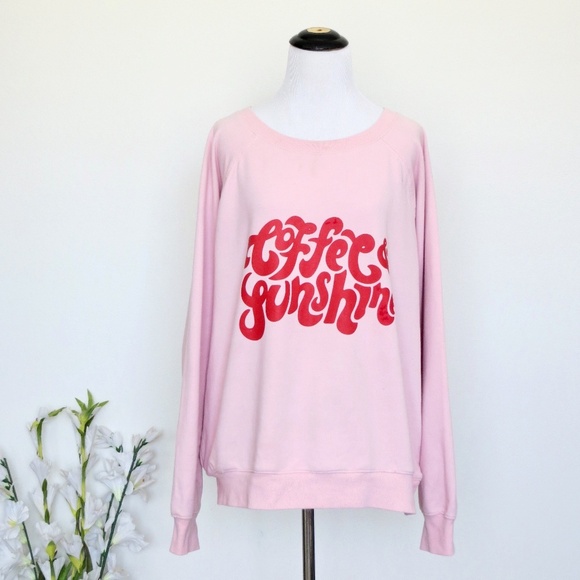 Wildfox Sweatshirt Coffee and Sunshine Sweatshirt Pink Red SZ S - Picture 2 of 9